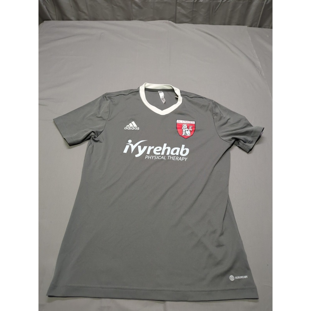Adidas Mens FC United Soccer Jersey Grey Aeroready Ivy‎ Rehab HE1574 Size M